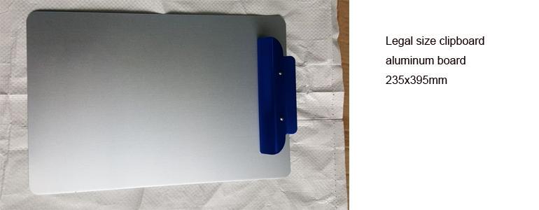 Legal size Aluminum clipboard with hinge clip