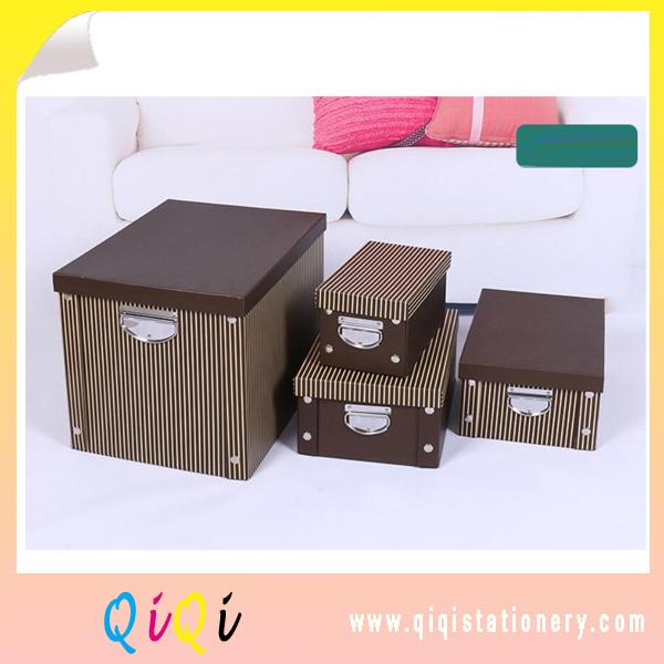 Table sorting box paper foldable storage box with metal handle 